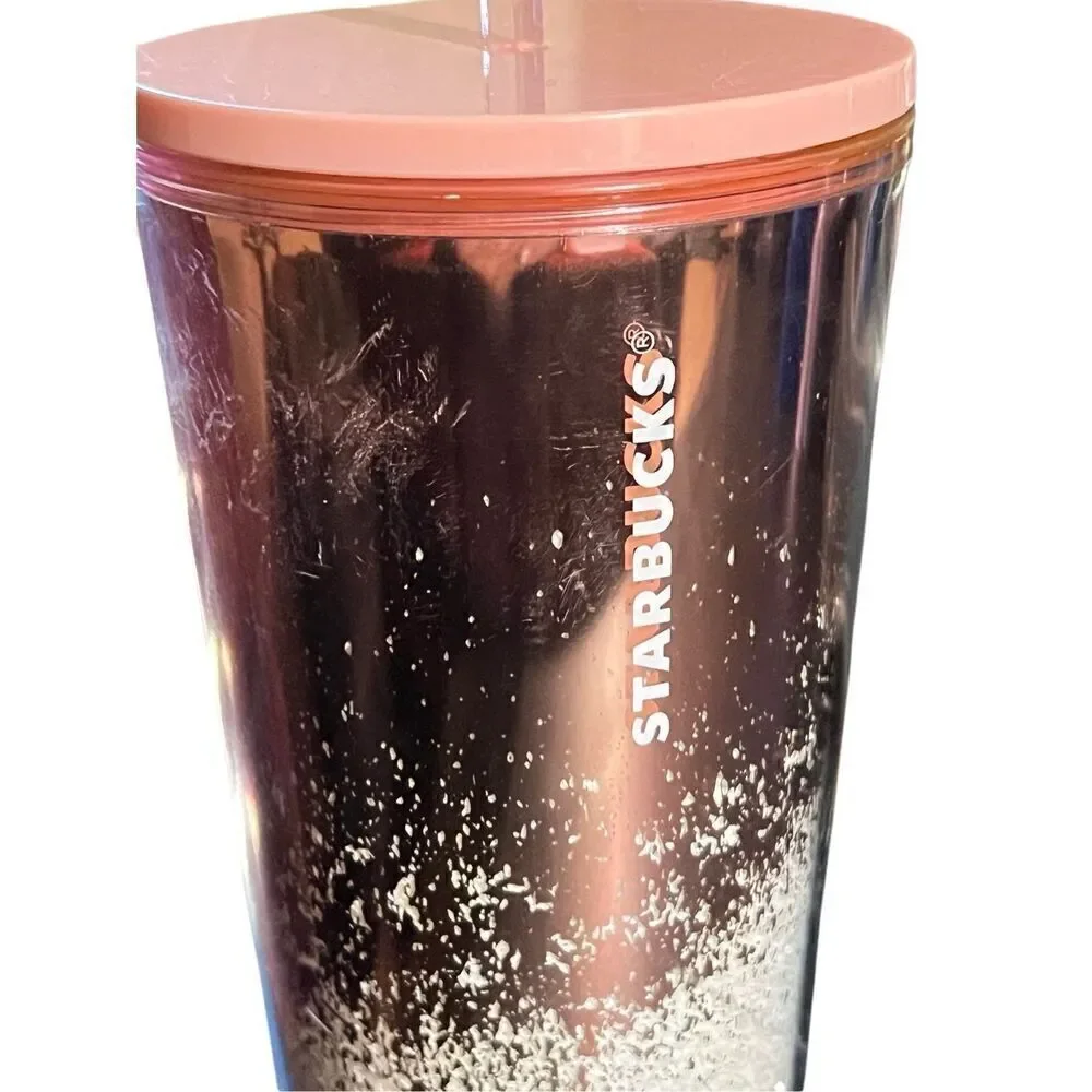 Starbucks 2019 Rose Gold Holiday Cascading Glitter 24oz Venti Travel Tumbler